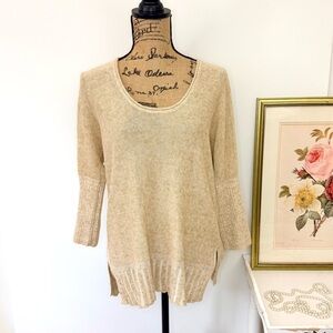 Anthropologie Moth Oatmeal Knit Pullover Sweater Sz S